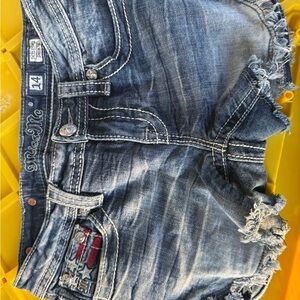 Miss Me Blue Denim Kids Shorts with Star Detail